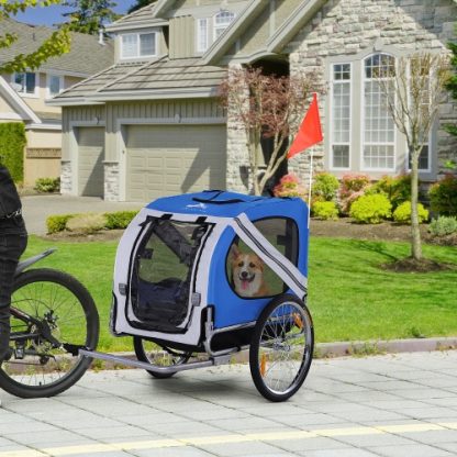 Aosom Dog Bike Trailer Pet Cart Bicycle Wagon Cargo Carrier Attachment For Travel With 3 Entrances Large Wheels For Off-Road & Mesh Screen - Image 5