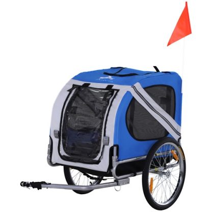 Aosom Dog Bike Trailer Pet Cart Bicycle Wagon Cargo Carrier Attachment For Travel With 3 Entrances Large Wheels For Off-Road & Mesh Screen - Image 7