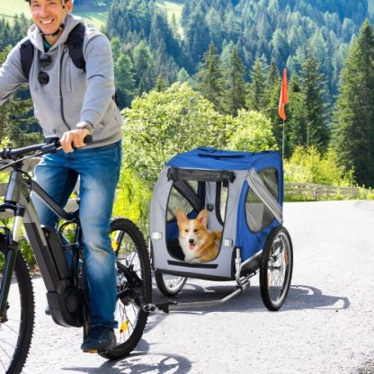 Aosom Dog Bike Trailer Pet Cart Bicycle Wagon Cargo Carrier Attachment For Travel With 3 Entrances Large Wheels For Off-Road & Mesh Screen - Image 10