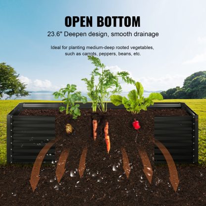 VEVOR Galvanized Raised Garden Bed Planter Box 94.5x47.2x23.6inch Flower Vegetable with free gloves, free rake, free 2 piece shovel set, free 20 piece plant labels - Image 8