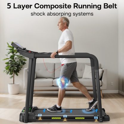 Walking Pad Treadmill For Senior, Foldable Exercise Treadmill With Stable And Safe Structural Design, Large LED Display For Elderly, Long Handrail For Balance, 300 Lbs Capacity - Image 2