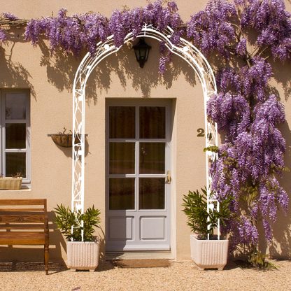 Metal Garden Arch, Climbing Plant Support Rose Arch, Outdoor Arch, Wedding Arch, Party Event Arch, Cream White - Image 4