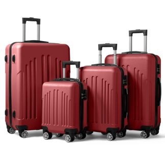 Set of 4 Curved Vertical Stripe Trolley Case 16in 20in 24in 28in ABS Aluminum Alloy Tie Rod