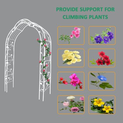 Metal Garden Arch, Climbing Plant Support Rose Arch, Outdoor Arch, Wedding Arch, Party Event Arch, Cream White - Image 6