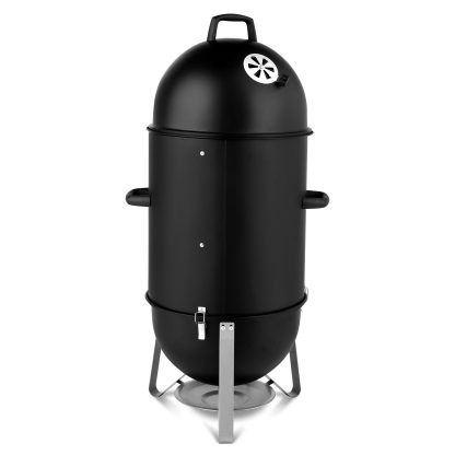 48x48x119cm Black 3-layer Oval Cylinder Smoker Iron Charcoal Grill - Image 6