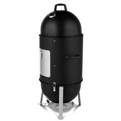 48x48x119cm Black 3-layer Oval Cylinder Smoker Iron Charcoal Grill - Image 7