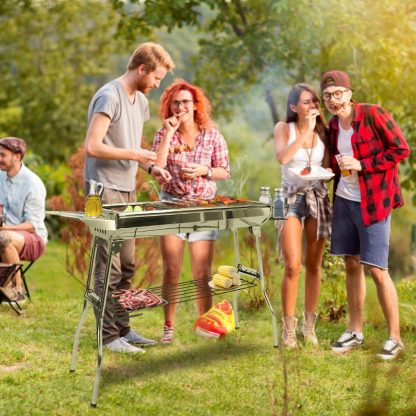 16.7x10x17.7 Inch Portable Charcoal Grill Foldable BBQ Suitcase Grill Rack For Outdoor Camping Picnic Garden BBQ - Image 3