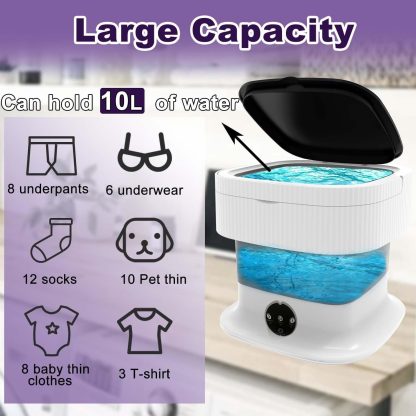 Portable Washing Machine,10L, Foldable Washer,3 Modes Deep Cleaning Of Underwear, Baby Clothes And Other Small Clothes - Image 6