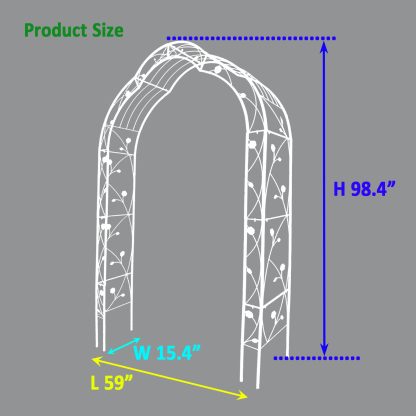 Metal Garden Arch, Climbing Plant Support Rose Arch, Outdoor Arch, Wedding Arch, Party Event Arch, Cream White - Image 5