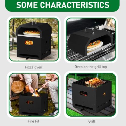 2 in 1 Charcoal Grill with Pizza making Hood pizza stone and pizza peel accessories - Image 9