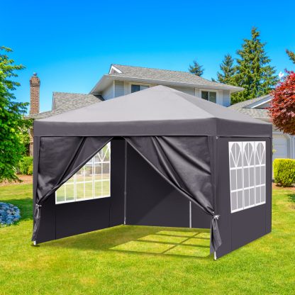 10x10ft Dark Grey 4 Sides-2 Doors, 2 Windows, Folding Shed, Oxford Cloth, Sprayed Iron Pipe, Portable - Image 7