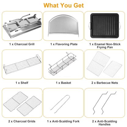 16.7x10x17.7 Inch Portable Charcoal Grill Foldable BBQ Suitcase Grill Rack For Outdoor Camping Picnic Garden BBQ - Image 2