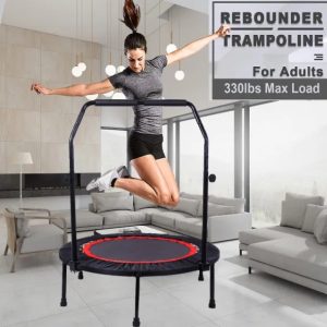 40 Inch Mini Exercise Trampoline For Adults Or Kids Indoor Fitness Rebounder Trampoline With Safety Pad Max. Load 300LBS