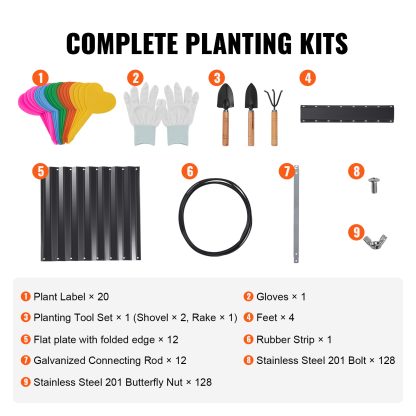 VEVOR Galvanized Raised Garden Bed Planter Box 94.5x47.2x23.6inch Flower Vegetable with free gloves, free rake, free 2 piece shovel set, free 20 piece plant labels - Image 7