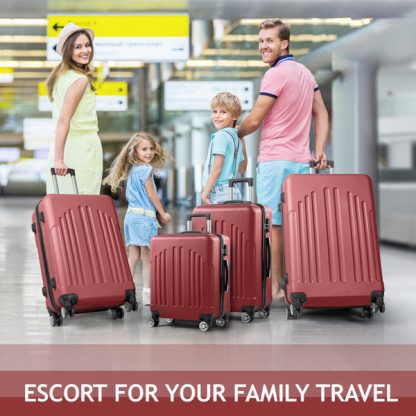 Set of 4 Curved Vertical Stripe Trolley Case 16in 20in 24in 28in ABS Aluminum Alloy Tie Rod - Image 8