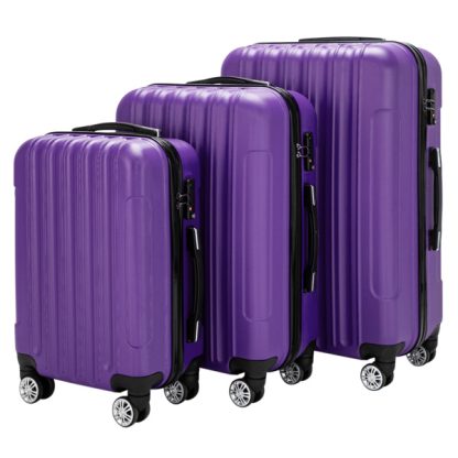 Set of 3 Spinner Wheel With Handle Trolley Case bag 20in 24in 28in ABS Aluminum Alloy Trolley Classic Color - Purple - Image 7