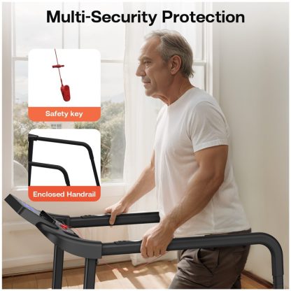 Walking Pad Treadmill For Senior, Foldable Exercise Treadmill With Stable And Safe Structural Design, Large LED Display For Elderly, Long Handrail For Balance, 300 Lbs Capacity - Image 4
