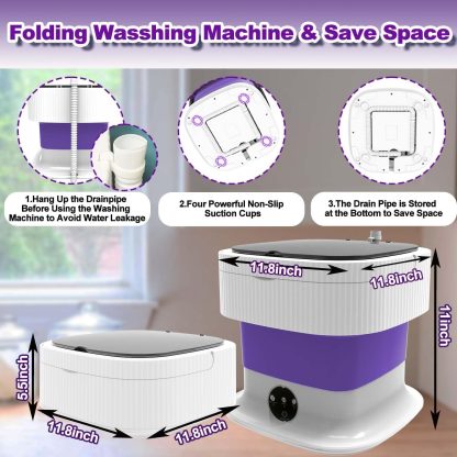 Portable Washing Machine,10L, Foldable Washer,3 Modes Deep Cleaning Of Underwear, Baby Clothes And Other Small Clothes - Image 9