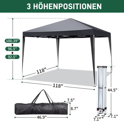 10x10ft Dark Grey 4 Sides-2 Doors, 2 Windows, Folding Shed, Oxford Cloth, Sprayed Iron Pipe, Portable - Image 9