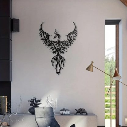 Metal Phoenix Design Hanging Wrought Iron Silhouette Wall Decorations - Image 9