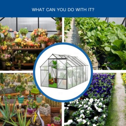 6x12 FT Polycarbonate Greenhouse Raised Base And Anchor Aluminum Heavy Duty Walk-in Greenhouses For Outdoor Backyard In All Season,Black - Image 6
