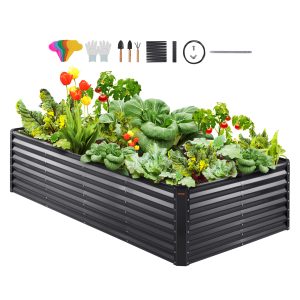 VEVOR Galvanized Raised Garden Bed Planter Box 94.5x47.2x23.6inch Flower Vegetable with free gloves, free rake, free 2 piece shovel set, free 20 piece plant labels