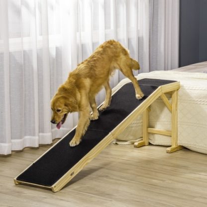 PawHut Dog Ramp For Bed, Pet Ramp For Dogs With Non-Slip Carpet And Top Platform, 74 X 16 X 25, Natural - Image 7