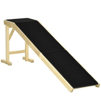 PawHut Dog Ramp For Bed, Pet Ramp For Dogs With Non-Slip Carpet And Top Platform, 74 X 16 X 25, Natural - Image 2