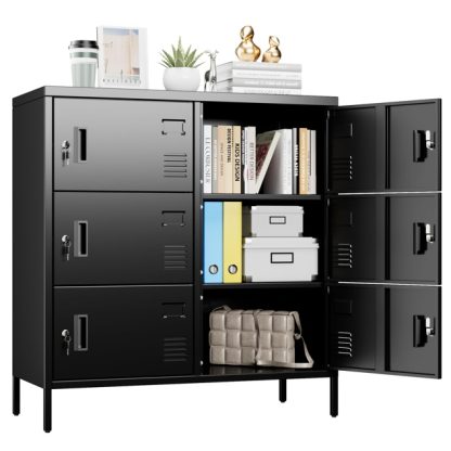 6Doors Metal Storage Locker With Card Slot,Metal Locker For Employees With Keys And Ventilation Holes,Suitable For Office, Home, Bank, School,Gym,Requires Installation,Black - Image 8