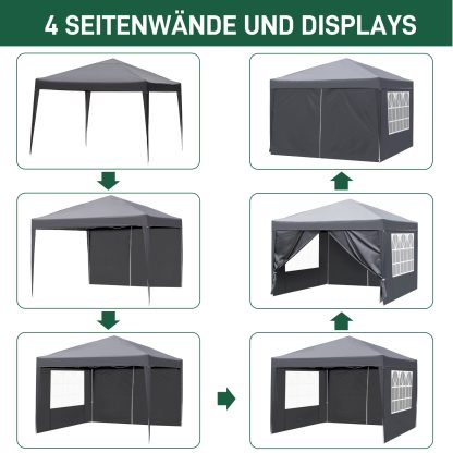 10x10ft Dark Grey 4 Sides-2 Doors, 2 Windows, Folding Shed, Oxford Cloth, Sprayed Iron Pipe, Portable - Image 8