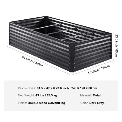 VEVOR Galvanized Raised Garden Bed Planter Box 94.5x47.2x23.6inch Flower Vegetable with free gloves, free rake, free 2 piece shovel set, free 20 piece plant labels - Image 2