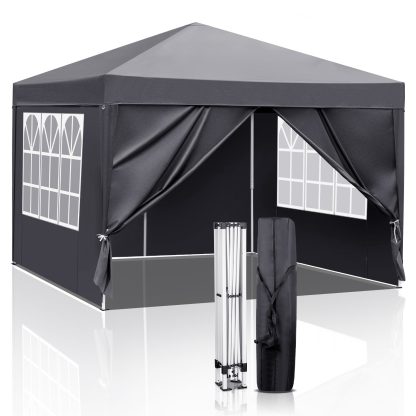 10x10ft Dark Grey 4 Sides-2 Doors, 2 Windows, Folding Shed, Oxford Cloth, Sprayed Iron Pipe, Portable - Image 6