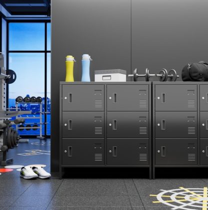 6Doors Metal Storage Locker With Card Slot,Metal Locker For Employees With Keys And Ventilation Holes,Suitable For Office, Home, Bank, School,Gym,Requires Installation,Black - Image 2