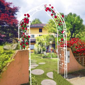Metal Garden Arch, Climbing Plant Support Rose Arch, Outdoor Arch, Wedding Arch, Party Event Arch, Cream White