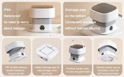 Portable Washing Machine,10L, Foldable Washer,3 Modes Deep Cleaning Of Underwear, Baby Clothes And Other Small Clothes - Image 4