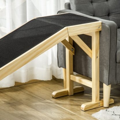 PawHut Dog Ramp For Bed, Pet Ramp For Dogs With Non-Slip Carpet And Top Platform, 74 X 16 X 25, Natural - Image 6