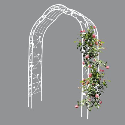 Metal Garden Arch, Climbing Plant Support Rose Arch, Outdoor Arch, Wedding Arch, Party Event Arch, Cream White - Image 2