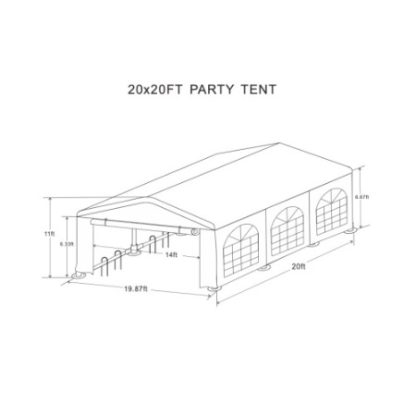 20x20 Feet Party Tent Heavy Duty Marquee Canopy Outdoor Wedding Tent Carport Events Shelter Tent For Parties BBQ With Storgae Carry Bags - Image 5