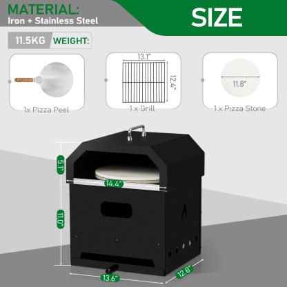 2 in 1 Charcoal Grill with Pizza making Hood pizza stone and pizza peel accessories - Image 7