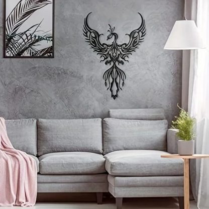 Metal Phoenix Design Hanging Wrought Iron Silhouette Wall Decorations - Image 4