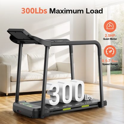 Walking Pad Treadmill For Senior, Foldable Exercise Treadmill With Stable And Safe Structural Design, Large LED Display For Elderly, Long Handrail For Balance, 300 Lbs Capacity - Image 5