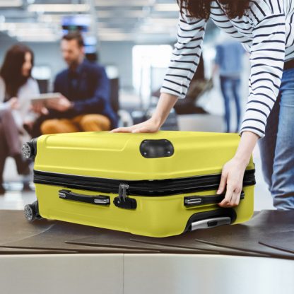 Set of 3 Trolley Case 20in 24in 28in ABS Aluminum Alloy Trolley Macaron Color - Cream Yellow - Image 8